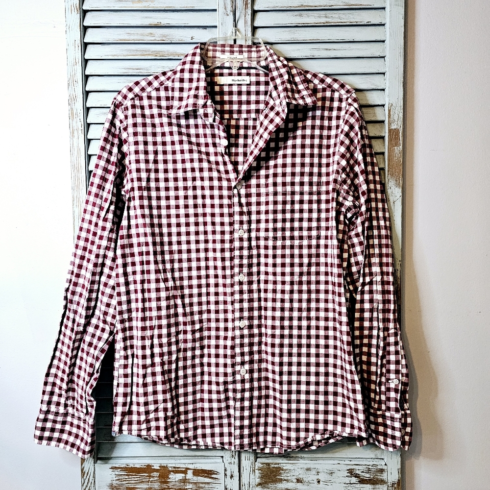 HAWKER RYE Mens S Regular Red/White Gingham Softboy Checkered Button Down Shirt